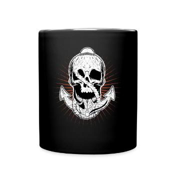Anchor and Skull Boat Captain Maritime Skeleton - Full Colour Mug - black - Front