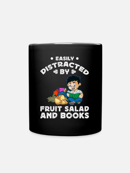 Facilement distrait par la salade de fruits et les livres - Mug uni - noir