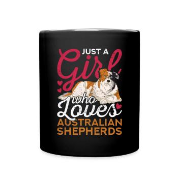 Aussie Dog Girl Gift Australian Shepherd - Full Colour Mug - black - Front