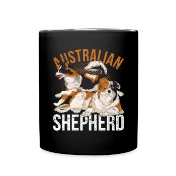 Hundeliebhaber Geschenkidee Australian Shepherd - Tasse einfarbig - Schwarz - Vorne