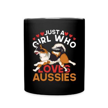 Girl Aussie Dog Gift Australian Shepherd - Full Colour Mug - black - Front
