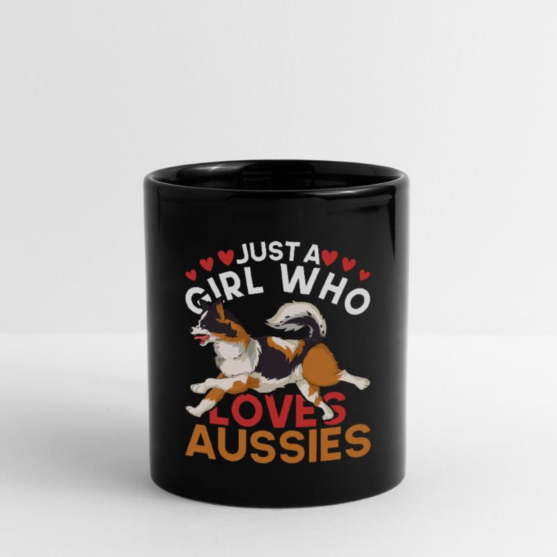 Mädchen Aussie Hund Geschenk Australian Shepherd Tasse einfarbig