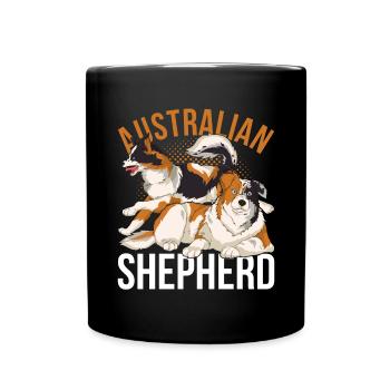 Aussie Dog Owner Dog Australian Shepherd - Full Colour Mug - black - Front