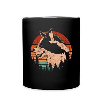 Aussie Dog Gift Retro Australian Shepherd - Full Colour Mug - black - Front