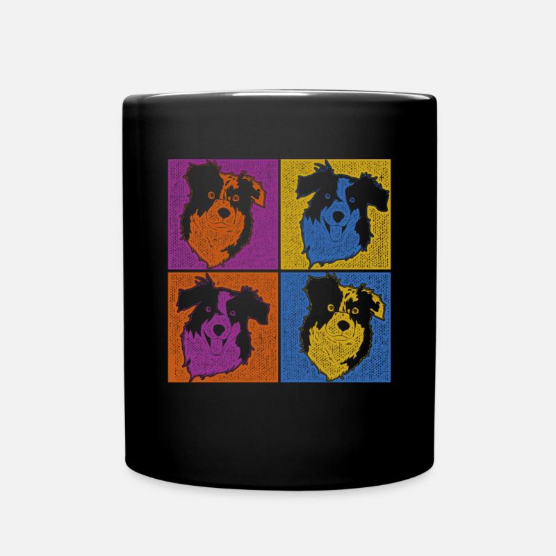Aussie Hunde Geschenk Pop Art Australian Shepherd - Tasse einfarbig - Schwarz