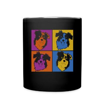 Pop Art Dog Gift Aussie Australian Shepherd - Full Colour Mug - black - Front