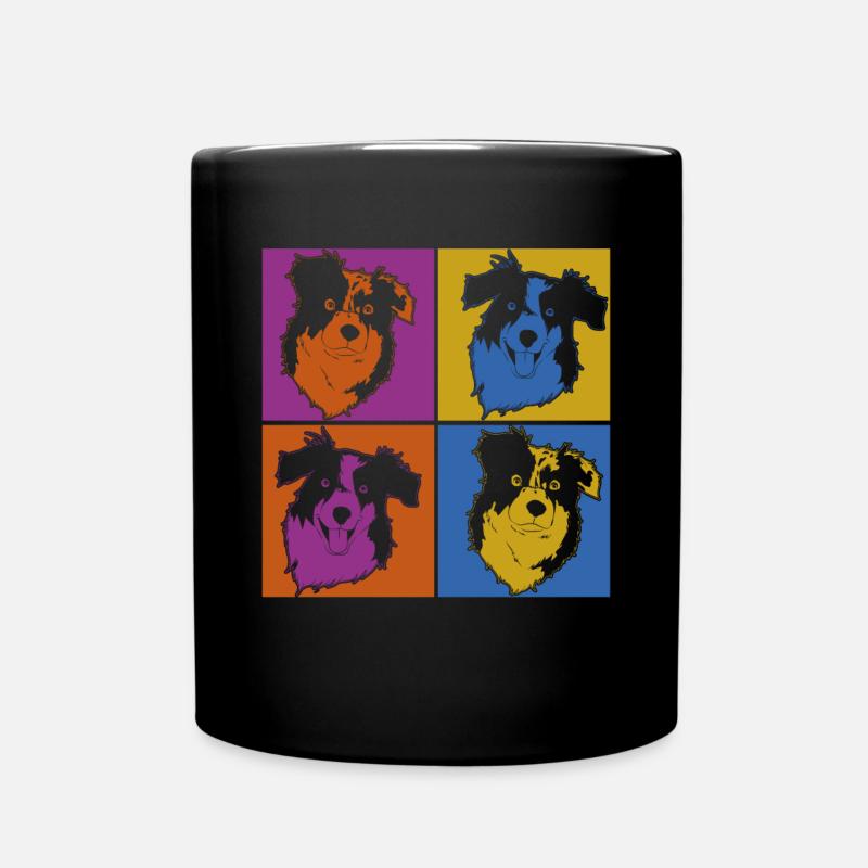 Pop Art Hund Geschenk Aussie Australian Shepherd - Tasse einfarbig - Schwarz