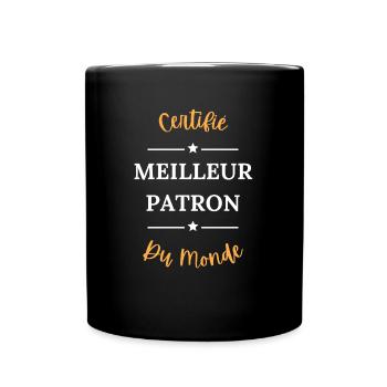 Certifié meilleur patron du monde - Mug uni - noir - Devant