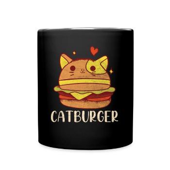 Catburger Cat Whisperer Meow Kitty Burger Lover - Full Colour Mug - black - Front