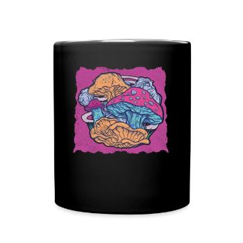 Mushroom Hunter Foraging Fungus Mycology Mushies - Full Colour Mug - black - Front