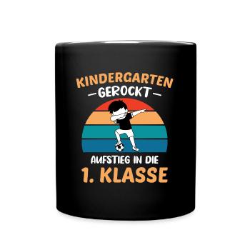 Schulanfang Einschulung 1 Klasse Grundschule - Tasse einfarbig - Schwarz - Vorne