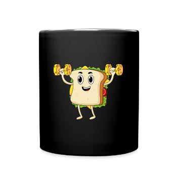 Fitnessstudio Muskeltraining Fitness Sandwich - Tasse einfarbig - Schwarz - Vorne