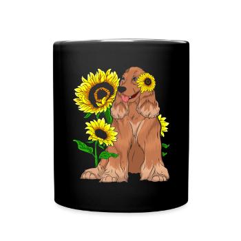 Propriétaire de chien de tournesol Dog Cocker Spaniel - Mug uni - noir - Devant