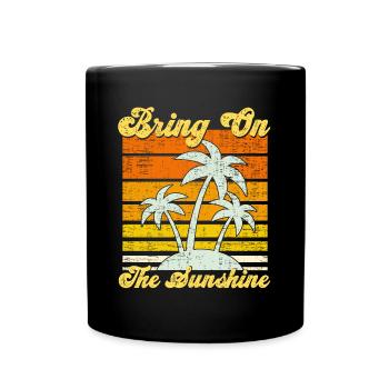 Vintage Retro Sonne Sommer Urlaub Palmen Design - Tasse einfarbig - Schwarz - Vorne
