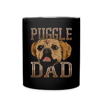 Puggle Papa Hunde Geschenk Vatertag Puggle - Tasse einfarbig - Schwarz - Vorne