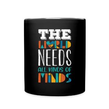 Autism World Needs All Kinds of Heads - Full Colour Mug - black - Front