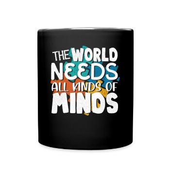 Autism World Needs All Kinds of Heads - Full Colour Mug - black - Front