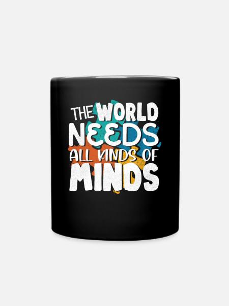 Le monde de l’autisme a besoin de toutes sortes de têtes - Mug uni - noir