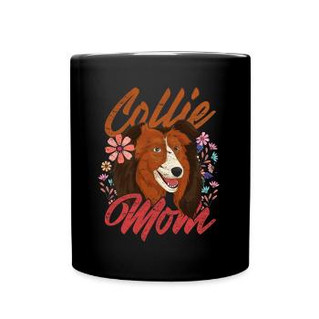 Collie Mama Dog Cadeau Fête des Mères Cheveux Longs Collie - Mug uni - noir - Devant