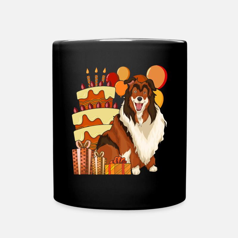 Hunde Geburtstag Geschenk Langhaarcollie Collie - Tasse einfarbig - Schwarz