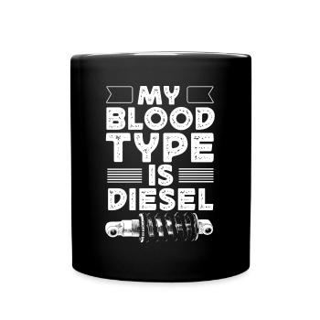 Mon groupe sanguin est diesel, chauffeur de camion - Mug uni - noir - Devant