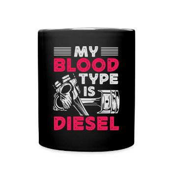 Mon groupe sanguin est diesel, chauffeur de camion - Mug uni - noir - Devant