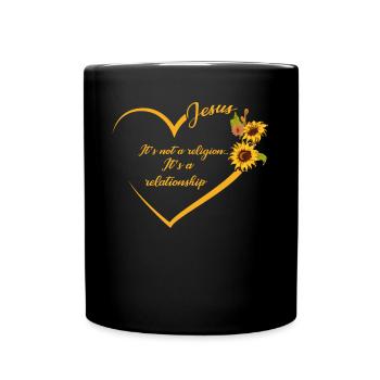 Jesus, Es Ist Keine Religion Es Ist Eine Beziehung - Tasse einfarbig - Schwarz - Vorne