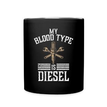 Mon groupe sanguin est diesel, chauffeur de camion - Mug uni - noir - Devant