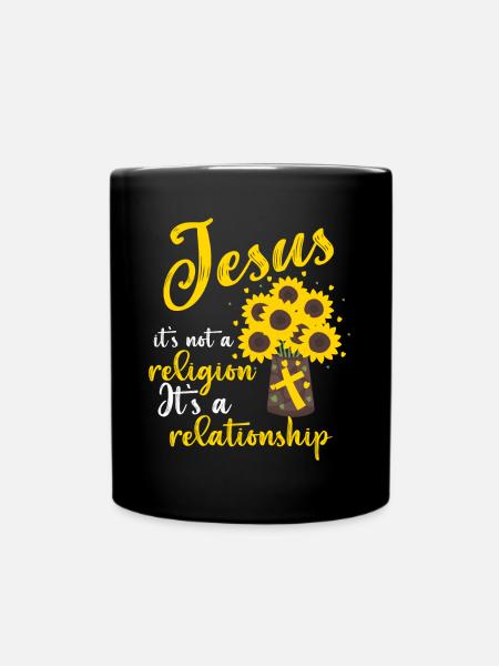 Jessus, se ei ole uskonto, vaan suhde. - Yksivärinen muki - musta