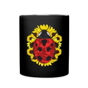 Sunflower Gift Idea Insect Animal Ladybug - Full Colour Mug - black - Front