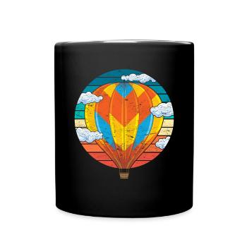 Ballonfahrt Ballon Fliegen Retro Heißluftballon - Tasse einfarbig - Schwarz - Vorne