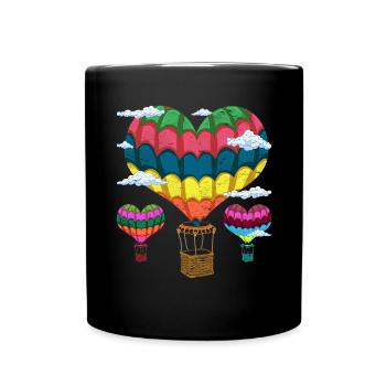 Ballon Herz Ballonfahrer Geschenk Heißluftballon - Tasse einfarbig - Schwarz - Vorne