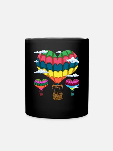 Ballonfahrt Ballon Herz Geschenk Heißluftballon - Tasse einfarbig - Schwarz