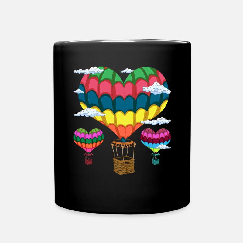 Ballonfahrt Ballon Herz Geschenk Heißluftballon - Tasse einfarbig - Schwarz