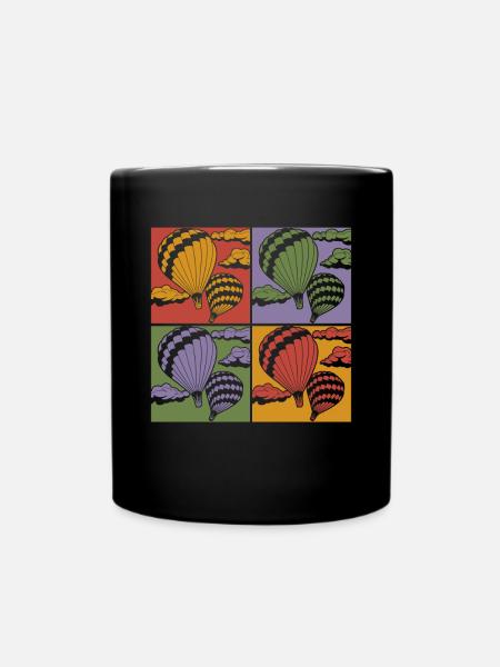 Pop Art Ballonfahrer Geschenkidee Heißluftballon - Tasse einfarbig - Schwarz