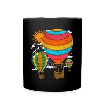Ballonfahrt Ballon Ballonfahrer Heißluftballon - Tasse einfarbig - Schwarz - Vorne