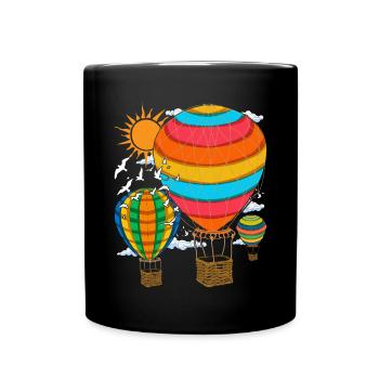 Ballon Fliegen Ballonfahrt Geschenk Heißluftballon - Tasse einfarbig - Schwarz - Vorne