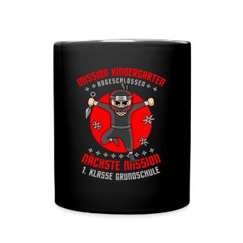 Schulanfang Einschulung 1 Klasse Grundschule - Tasse einfarbig - Schwarz - Vorne