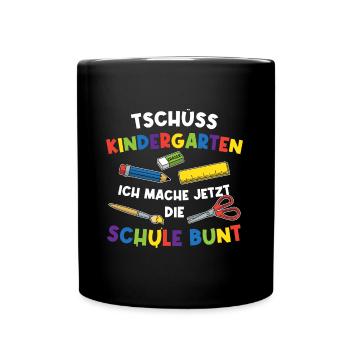 Schulanfang Einschulung 1 Klasse Grundschule - Tasse einfarbig - Schwarz - Vorne