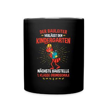 Schulanfang Einschulung 1 Klasse Grundschule - Tasse einfarbig - Schwarz - Vorne