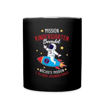 Schulanfang Einschulung 1 Klasse Grundschule - Tasse einfarbig - Schwarz - Vorne