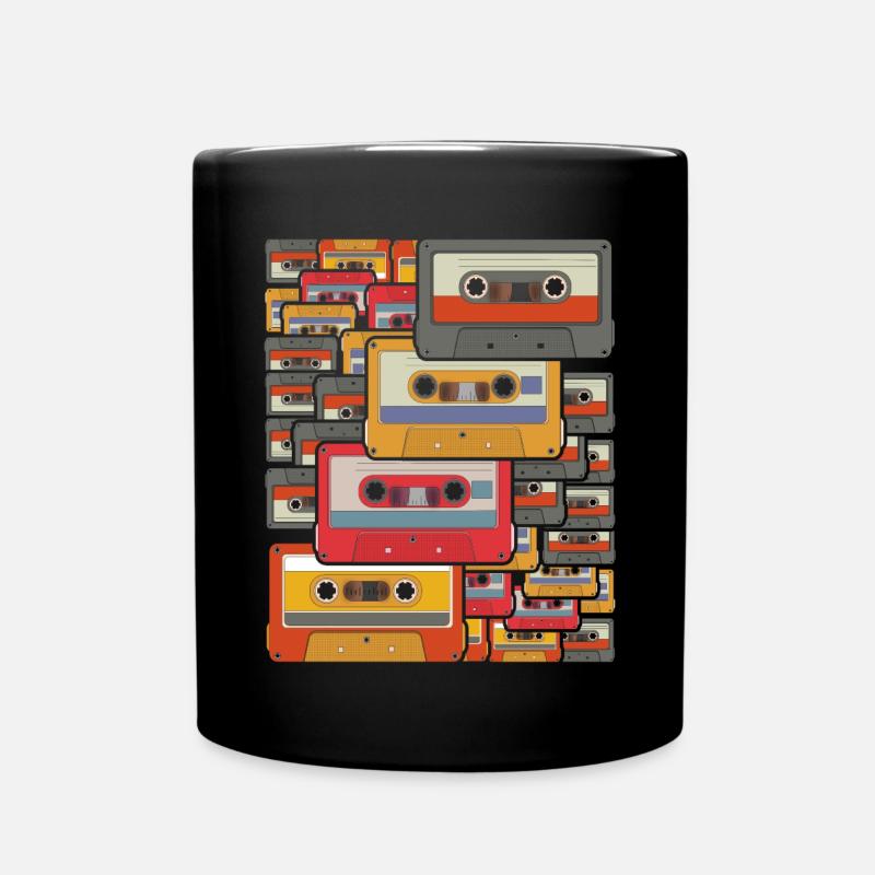 Retro Kassette Geschenk 80er Jahre Musik Kassette - Tasse einfarbig - Schwarz