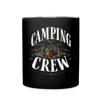 Camping -Crew, Camping, Draußen - Tasse einfarbig - Schwarz - Vorne