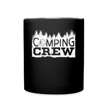Camping -Crew, Camping, Draußen - Tasse einfarbig - Schwarz - Vorne