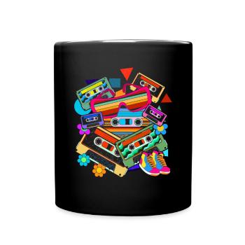Eighties Gift Idea Retro Cassette - Full Colour Mug - black - Front