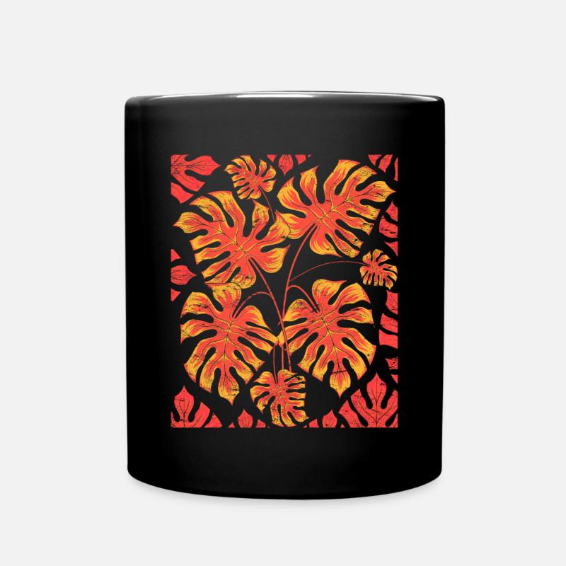 Monstera Deliciosa Blätter Tropische Monstera - Tasse einfarbig - Schwarz