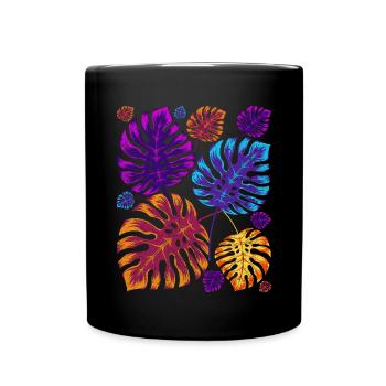 Feuilles tropicales colorées Gardener Gift Monstera - Mug uni - noir - Devant