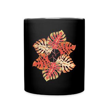Tropische Pflanze Monstera Blätter Monstera - Tasse einfarbig - Schwarz - Vorne