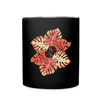 Tropische Monstera Deliciosa Blätter Monstera - Tasse einfarbig - Schwarz - Vorne