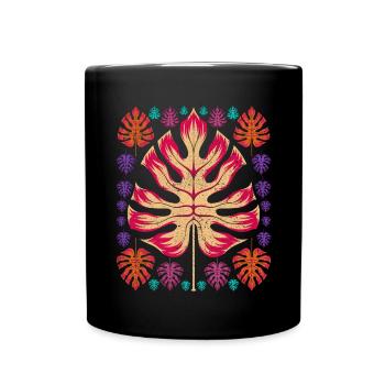 Monstera - Tasse einfarbig - Schwarz - Vorne
